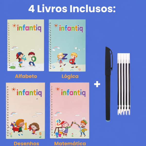 Cadernos Mágico de Caligrafia  Reutilizável Sank + 1 Caneta com 10 refis