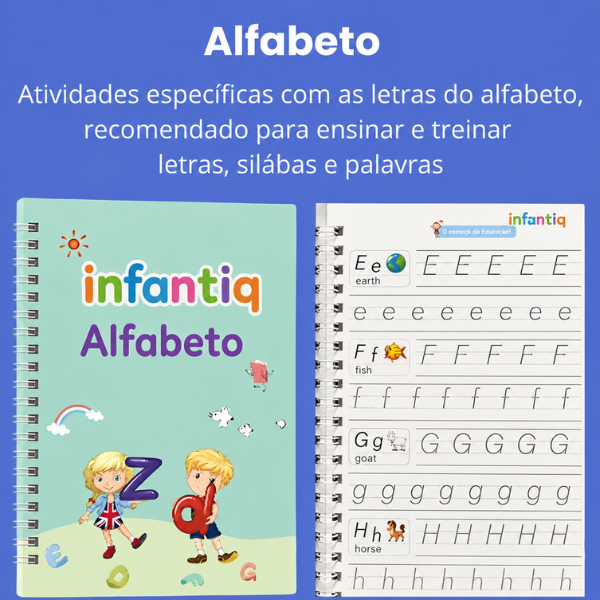 KIT Com 4 Cadernos Mágico de Caligrafia Reutilizável +