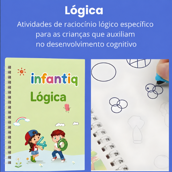 Cadernos Mágico de Caligrafia  Reutilizável Sank + 1 Caneta com 10 refis