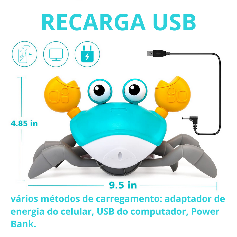Caranguejo Fujão  | Brinquedo de Engatinhar com Corda para Bebês