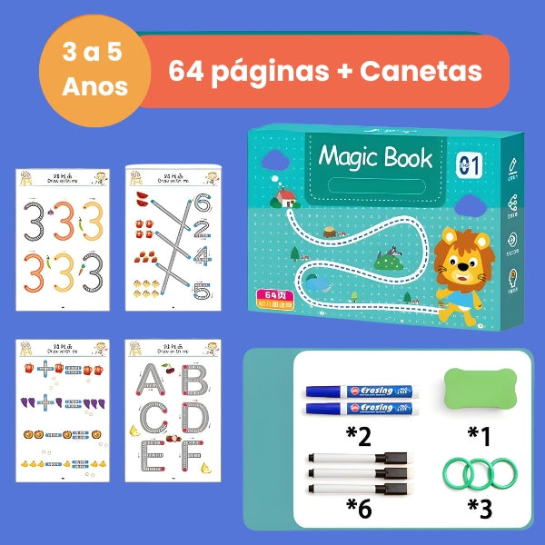 Caderno de Atividades Infantil MagicBook — Desenvolve concentração, raciocínio e autonomia em 15 minutos por dia, COMPRE 2 E LEVE 3