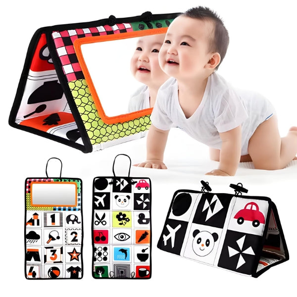 VisuBelly com espelho de acrílico inquebrável. Brinquedo educativo seguro e resistente para uso infantil.