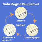 KIT Com 4 Cadernos Mágico de Caligrafia Reutilizável + 1 Canetas com 10 refis