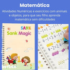 KIT Com 4 Cadernos Mágico de Caligrafia Reutilizável + 1 Canetas com 10 refis