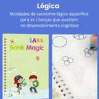 KIT Com 4 Cadernos Mágico de Caligrafia Reutilizável + 1 Canetas com 10 refis